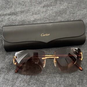 Cartier Gold and Brown Sunglasses